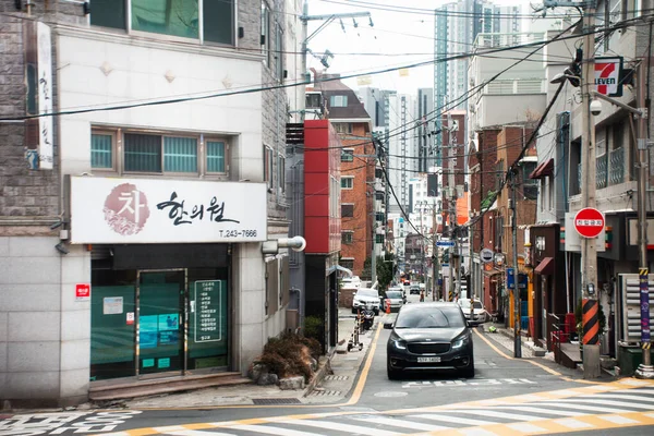 Paisagem Edifícios Cityscape Centro Cidade Estilo Vida Pessoas Coreanas Que — Fotografia de Stock