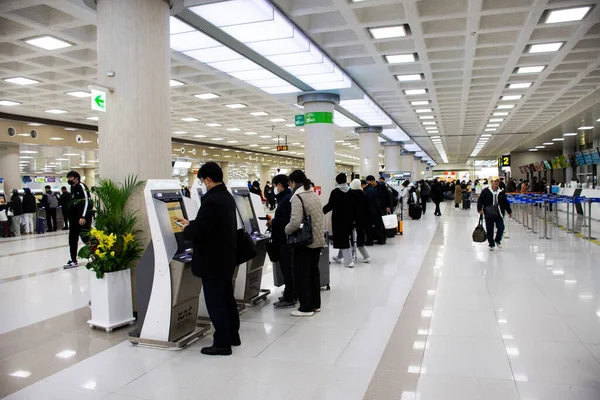 Jeju Uluslararası Havaalanı Nın Kore Yolcuları Yabancı Yolcuları Için Uçak — Stok fotoğraf