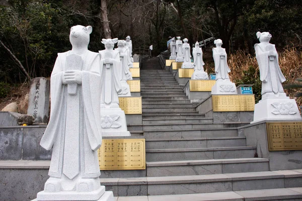 stock image Chinese Zodiac Animal statue in Sanbangsa Temple for korean people foreign travelers travel visit respect praying blessing mystical wish at Seogwipo on February 18, 2023 in Jeju do island, South Korea