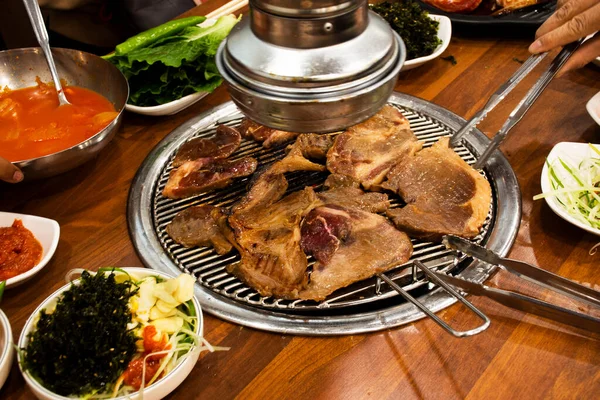 Comida Gourmet Coreana Tradicional Local Porco Preto Ilha Jeju Para — Fotografia de Stock