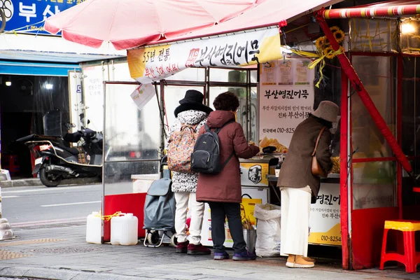 Local Hawker Stall Traditional Korean Gourmet Street Food Market Traveler — Stock Photo, Image