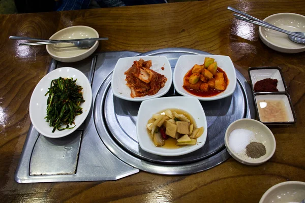 Cuisine Traditionnelle Coréenne Locale Cuisine Gastronomique Légumes Frais Kimchi Pour — Photo
