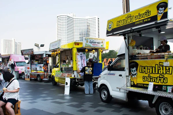 Thaise Mensen Buitenlandse Reizigers Reizen Bezoek Kopen Winkelen Straat Voedsel — Stockfoto