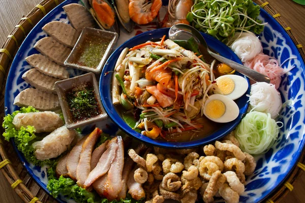 Cucina Tradizionale Tailandese Gourmet Locale Som Tum Insalata Papaia Verde — Foto Stock