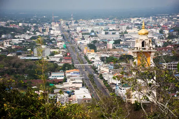 2023年4月29日 在泰国腊恰布里 有交通道路和生活方式的拉恰布里市的空中景观 城市景观和住宅以及当地泰国人的生活方式 — 图库照片