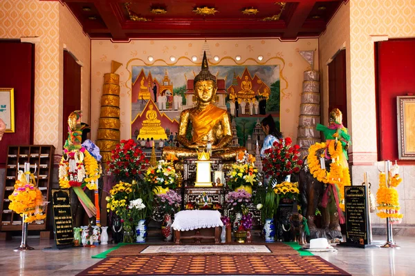 Ancient Buddha Statue Deity Angel Small Shrine Thai People Travelers — Stock Photo, Image