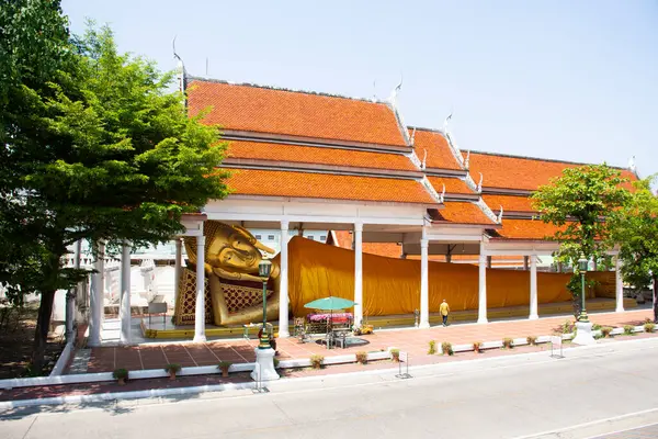 Boeddha Liggende Houding Standbeeld Van Wat Phra Nang Rua Lom — Stockfoto