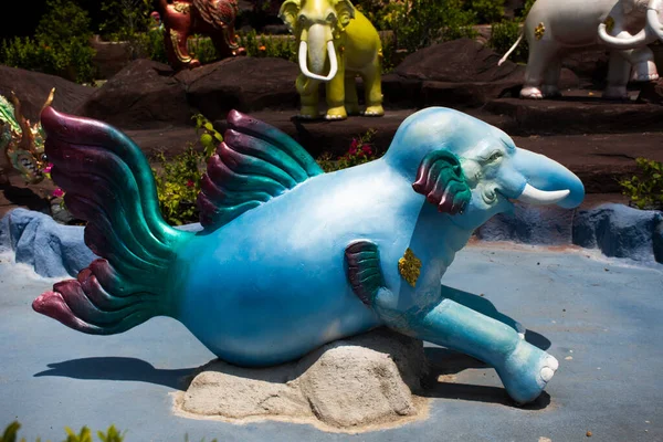 Tallar Escultura Arte Las Criaturas Legendarias Animal Himmapan Mítico Bosque — Foto de Stock