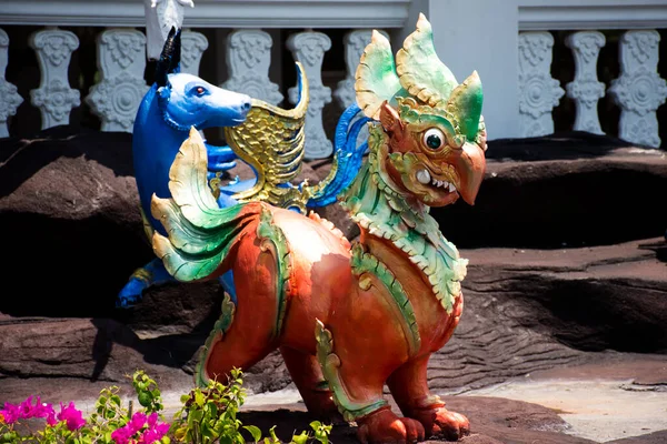 Carving Sculpture Art Legend Creatures Mythical Himmapan Animal Himavanta Legendary — Stock Photo, Image