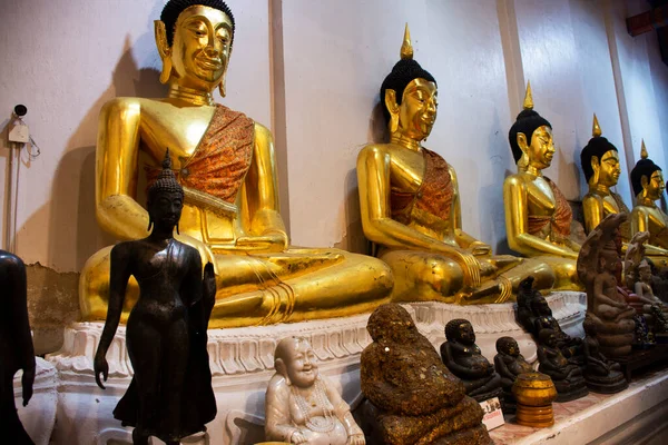 Schöne Antike Ruinenbuddha Antiken Ubosot Des Wat Phra Non Chakkrasi — Stockfoto