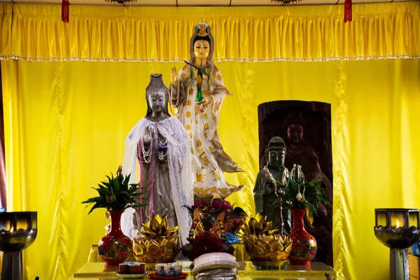 Estatuas Antiguas Diosa China Quan Yin Kuan Yin Antiguo Santuario — Foto de Stock