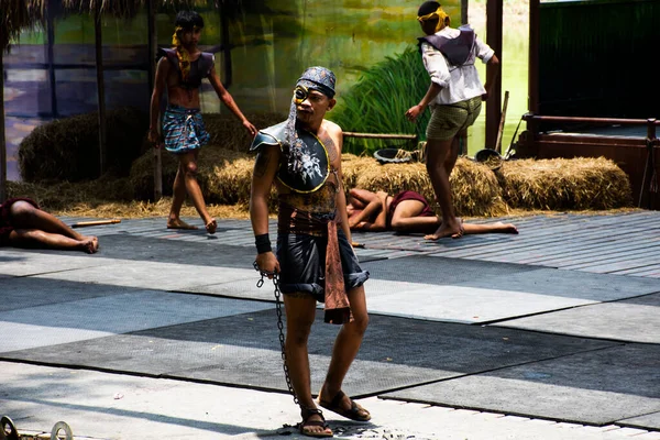 Актриса Жінки Актори Діючи Нинішню Традиційну Історію Тайської Війни Античному — стокове фото