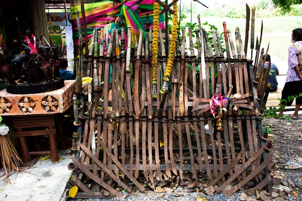 Ancien Bâtiment Antique Bang Rajan Sanctuaire Pour Les Thaïs Visitent — Photo