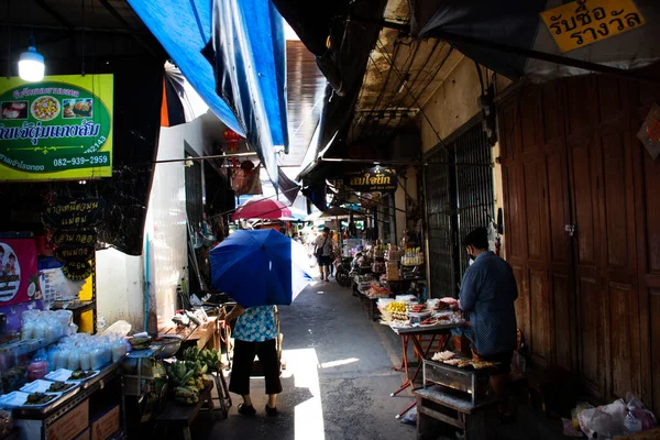Hawker Bancarella Greengrocery San Chao Rong Thong Tradizionale Mercato Street — Foto Stock