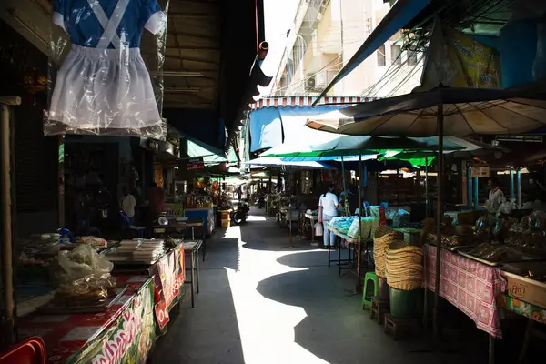 Hawker Greengrocery Stall San Chao Rong Thong Traditional Street Bazaar — 스톡 사진
