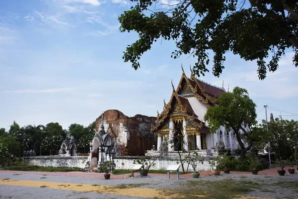 Ordinationshalle Oder Antike Alte Ubosot Für Thailändische Reisende Besucher Besuchen — Stockfoto