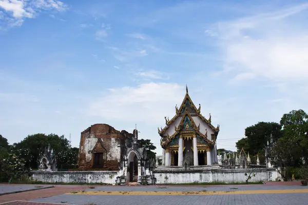 Salle Ordination Ancien Ubosot Antique Pour Les Voyageurs Thaïlandais Visite — Photo