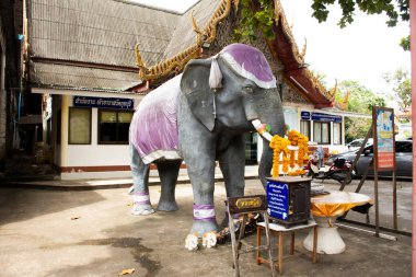 Taylandlı gezginler için Wat Kuiburi Tapınağı 'nın kutsal fil heykeli 11 Ekim 2023' te Tayland 'daki Prachuap Khiri Khan' da dua edip dua ederek ve dua ederek dua ederek gizemli mitler okuyun.