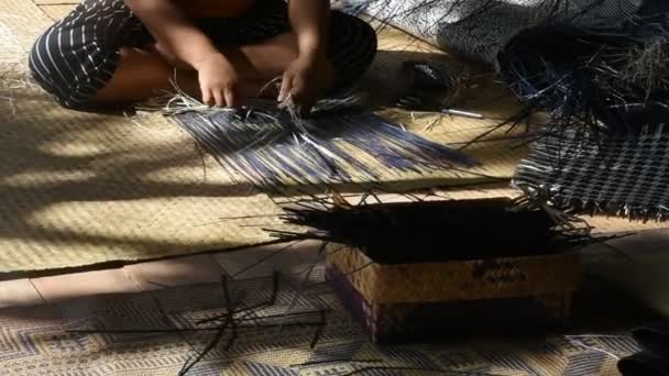 Thai Craftsmanship Technician Professional Local Artisan Knitting Wicker Unique Handmade — Stock Video
