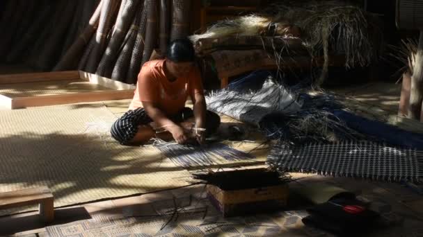 Thaise Vakmanschap Technicus Professionele Lokale Ambachtelijke Breien Wicker Unieke Handgemaakte — Stockvideo