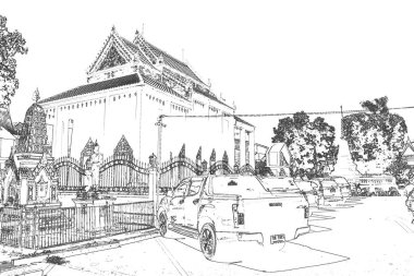 Tayland 'ın Pathum Thani kentindeki Pathumthani' de, San Chao 'da ve Makham Tapınağı' nda Buda 'nın kutsal gizemine dua edin.