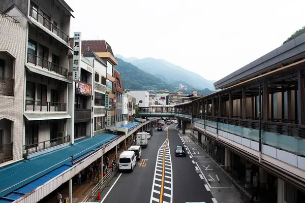 stock image View landscape street cityscape of Hakoneyama city and traffic road at Hakone Yumoto railway train station with life lifestyle japanese people at Hakone countryside on July 6, 2024 in Kanagawa, Japan