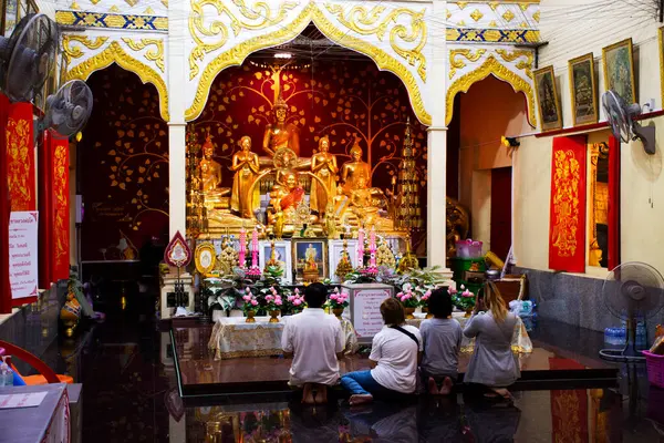 stock image Ancient buddha in antique ubosot of Wat Mai Supradit Tharam temple for thai people travelers travel visit and respect praying blessing wish at Nakhon Chai Si on May 24, 2024 in Nakhon Pathom, Thailand