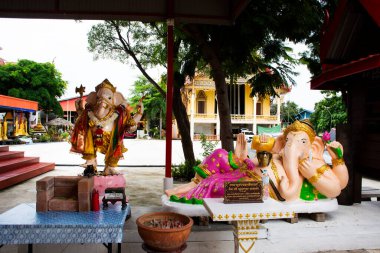 Ancient ganesha statue or ganesh figure lord of success for thai people travelers travel visit respect praying blessing mystical of Wat Tha It temple at Tha-It on July 29, 2024 in Nonthaburi, Thailand clipart