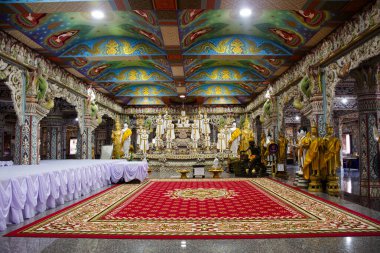 Ancient Phra Si Ariya Mettrai or Metteyya antique buddha statues for thai people travel visit respect praying blessing mystical at Wat Si Uthumphon temple on November 2, 2024 in Nakhon sawan, Thailand clipart