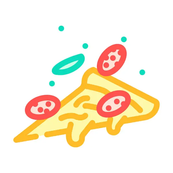 Πίτσα Γρήγορα Τροφίμων Διάνυσμα Εικονίδιο Χρώμα Πινακίδα Γρήγορα Τρόφιμα Πίτσα — Διανυσματικό Αρχείο