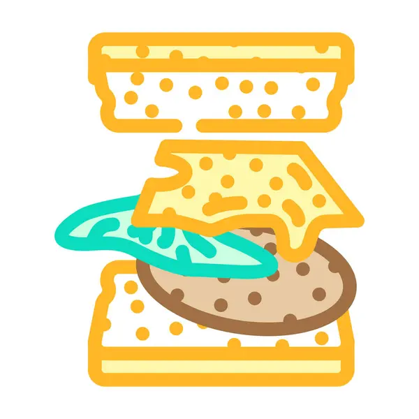 Σάντουιτς Γρήγορα Τροφίμων Διάνυσμα Εικονίδιο Χρώμα Σάντουιτς Γρήγορο Φαγητό Μεμονωμένη — Διανυσματικό Αρχείο