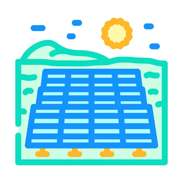 Farb Icon Vektor Für Solarmodule Solarpaneel Auf Dem Hof Isolierte Stockvektor
