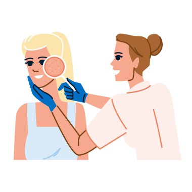 Esneklik deri analiz vektörü. gözenek pigmentasyonu, duyarlılık deri dökülmesi, sebum kolajen esneklik deri analizi karakteri. İnsanlar düz çizgi film çizimi