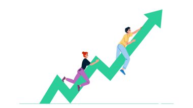 Düz büyüme hack vektörü. İş teknolojisi, hackleme, pazarlama analizi sabit büyüme hackleme karakteri. İnsanlar düz çizgi film çizimi