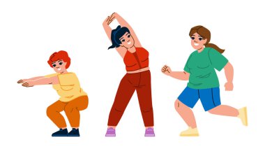 kilolu kadın fitness vektörüne uygun. şişman sağlık, egzersiz yaşam tarzı, kilo sağlıklı kilolu kadın fitness karakteri. İnsanlar düz çizgi film çizimi