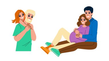 birlikte ebeveyn sınıfı vektörü. Okul eğitimi, anne ailesi, birlikte çocuk yetiştirme dersi karakteri. İnsanlar düz çizgi film çizimi