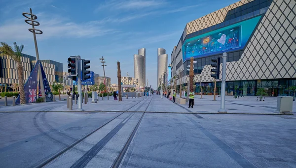 Ciudad Lusail Qatar Toma Del Bulevar Lusail Por Tarde Mostrando — Foto de Stock
