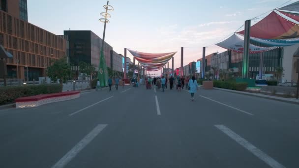 Lusail City Qatar Lusail Boulevard Tarde Zoom Tiro Mostrando Preparação — Vídeo de Stock