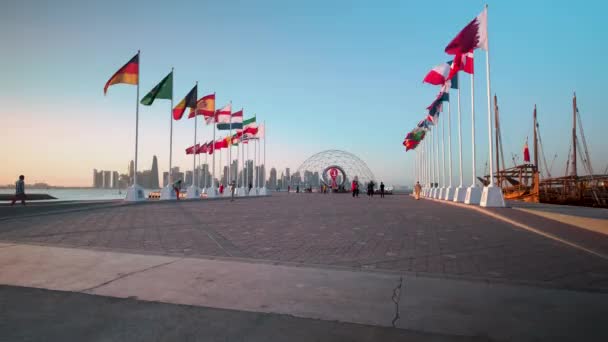 Fifa World Cup Qatar 2022 Official Countdown Clock Unveiled Sunday — Stockvideo