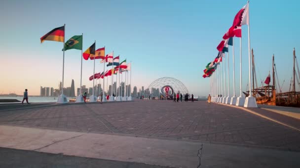 Fifa World Cup Qatar 2022 Official Countdown Clock Unveiled Sunday — Stockvideo