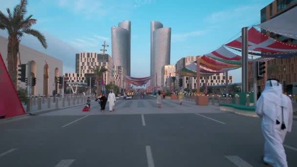 Lusail City Qatar Lusail Boulevard Afternoon Shot Visar Qatar Förberedelse — Stockvideo