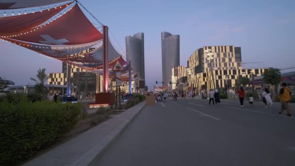 Lusail City Qatar Lusail Boulevard Afternoon Shot Showing Qatar Preparation — Stock Video