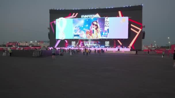 Fifa Fan Festival Bidda Park Doha Qatar Afternoon Shot Showing — Vídeo de Stock