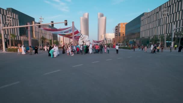 Cidade Lusail Qatar Lusail Boulevard Tiro Tarde Mostrando Preparação Qatar — Vídeo de Stock