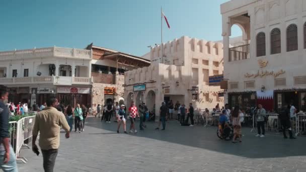 Souq Waqif Doha Katar Öğleden Sonra Fifa Dünya Kupası 2022 — Stok video