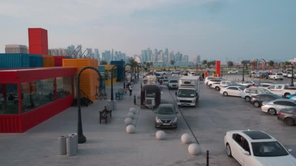 Eski Doha Limanı Ndaki Box Park Katar Bir Tatil Beldesi — Stok video