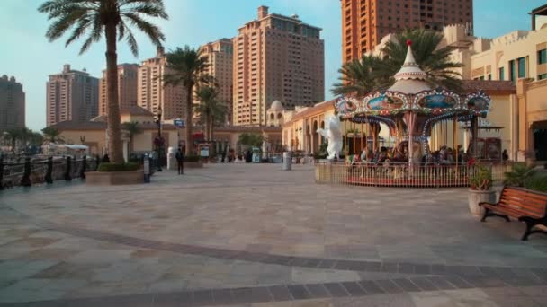 Qanat Quartier Pärlan Doha Qatar Efter Tolv Skott Som Visar — Stockvideo