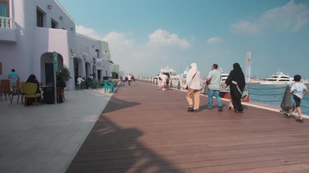 Порт Доха Округ Міна Місті Доха Катар Пополудні Показував Кафе — стокове відео