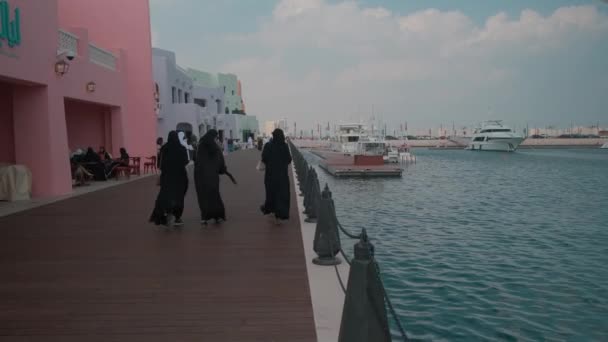 Gamla Doha Hamn Mina District Doha Qatar Eftermiddag Skott Visar — Stockvideo