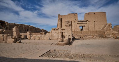 Temple of Edfu , Edfu, Egypt daylight view with clouds in the sky